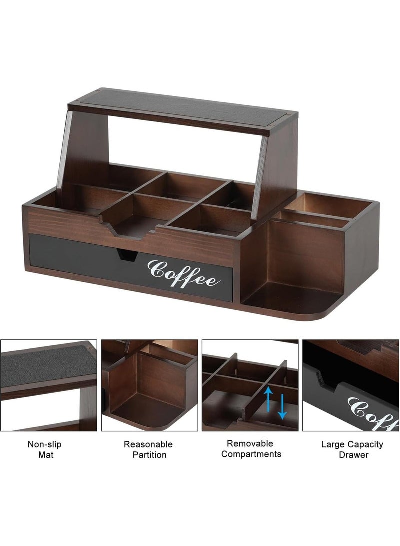 Bukela Coffee Station Organizer, Coffee Bar Organizer for Countertop, Wooden Coffee Station with Drawer, Tea and K Cup Storage Rack, Coffee Pod Holder for Home and Office Counter Organization - Image 2